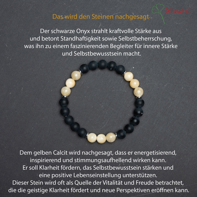 Gelber Calcit und Schwarzer Onyx Wirkung 