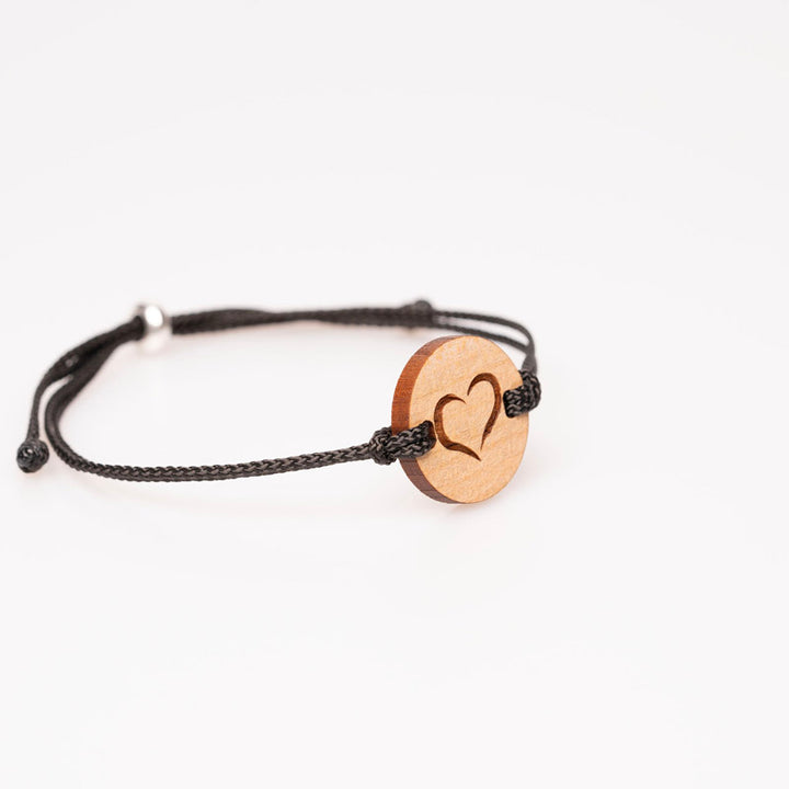 Holzschmuck Herz Armband mit laengenverstellbaren Armband 