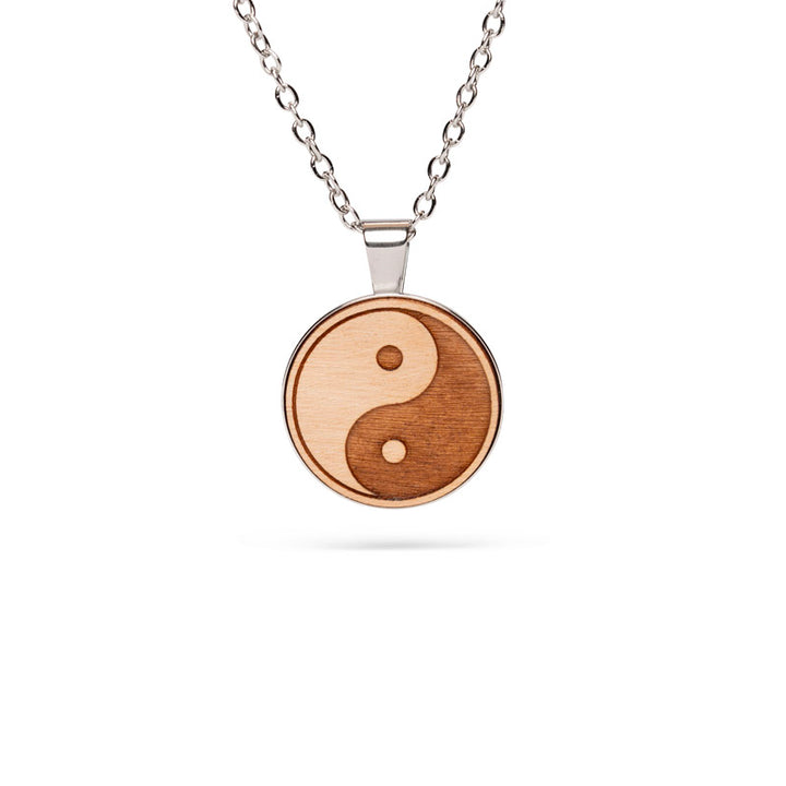 Yin und Yang Halskette aus Kirschholz Holzschmuck